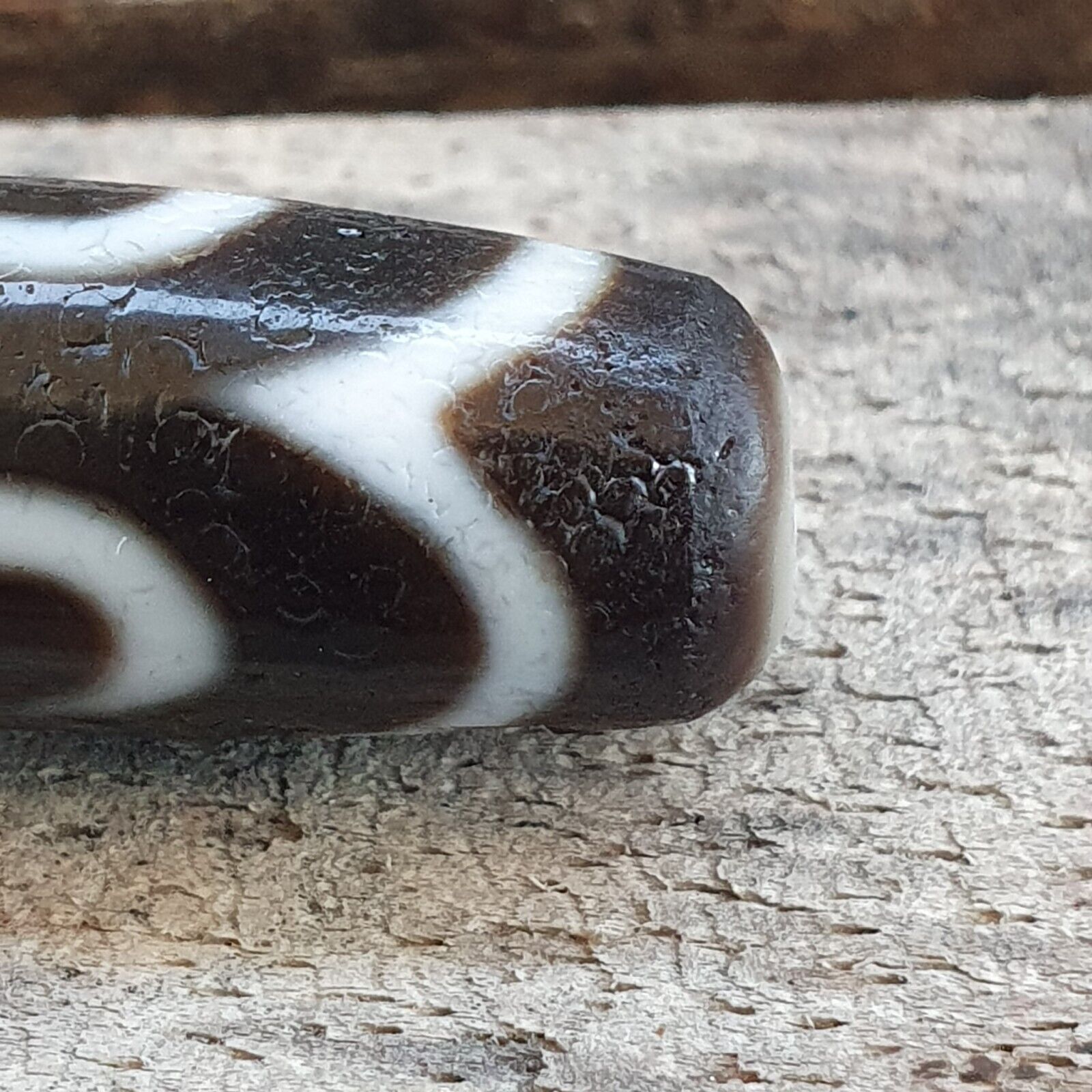 Antique Tibetan Himalayan 3circle eyes Agate stone Dzi Bead Amulet AT10