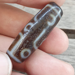 Antique Tibetan Himalayan 9 eyes Agate stone Dzi Bead Amulet AT11