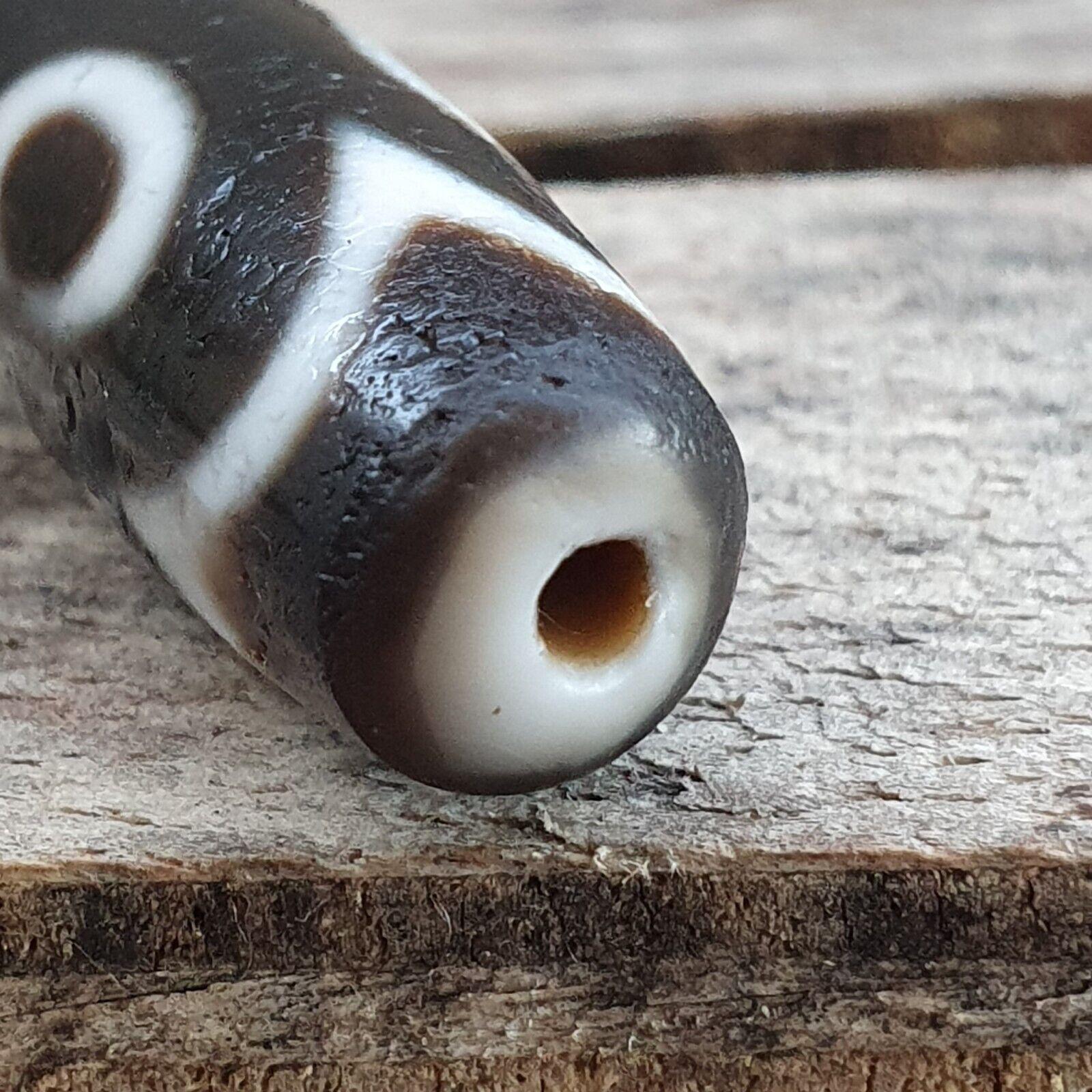 Antique Tibetan Himalayan 3circle eyes Agate stone Dzi Bead Amulet AT10