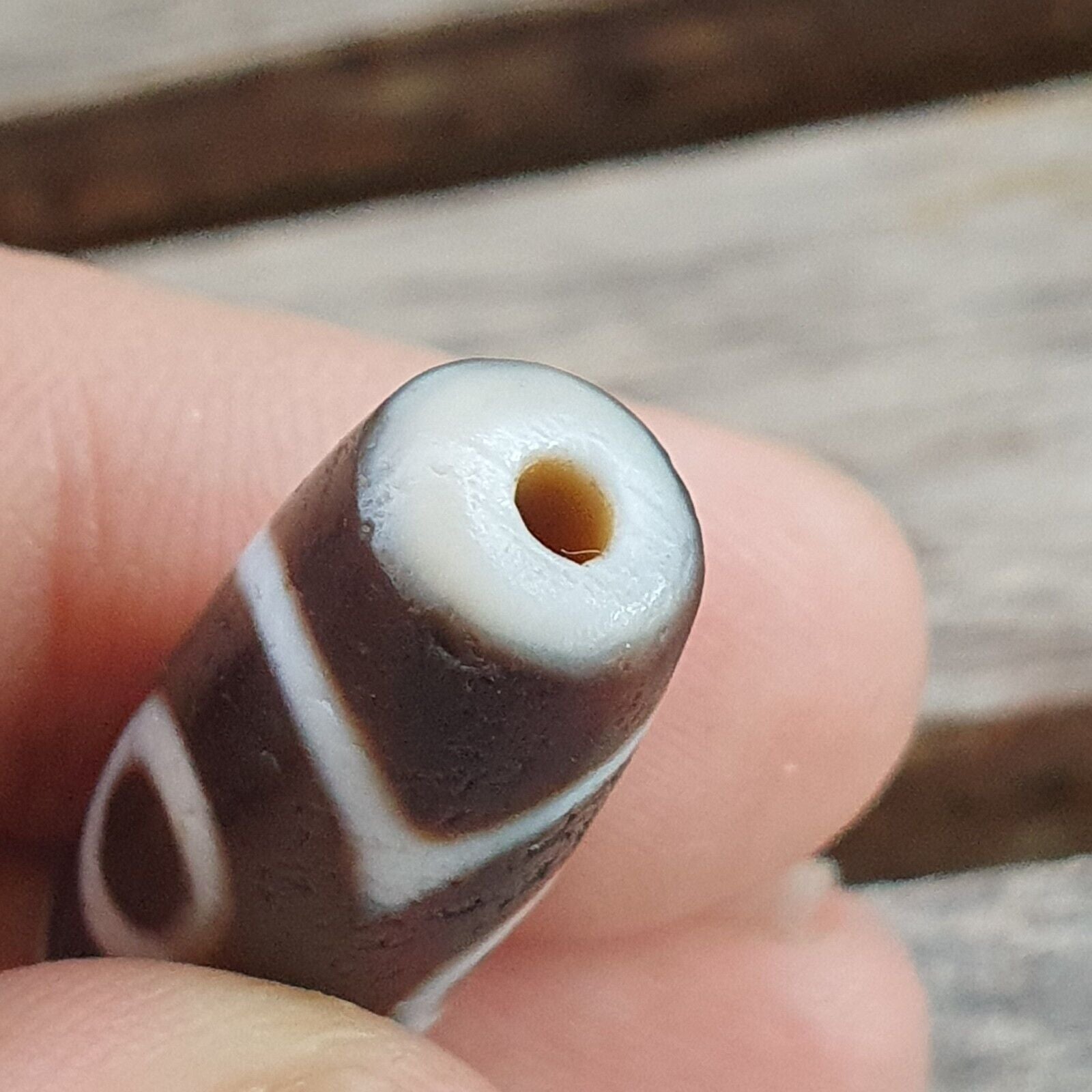 Antique Tibetan Himalayan 3circle eyes Agate stone Dzi Bead Amulet AT10