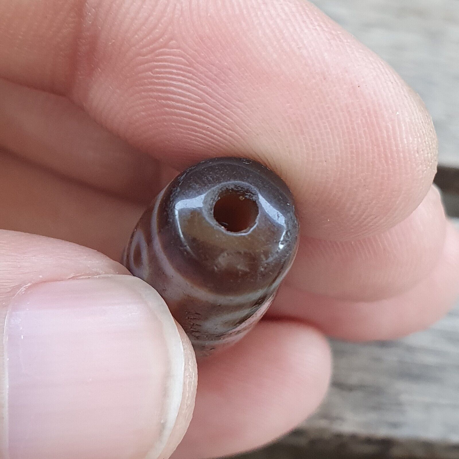 Antique Tibetan Himalayan 9 eyes Agate stone Dzi Bead Amulet AT11