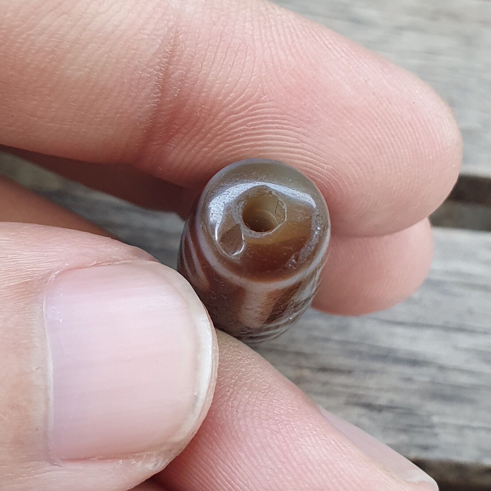 Antique Tibetan Himalayan 9 eyes Agate stone Dzi Bead Amulet AT11