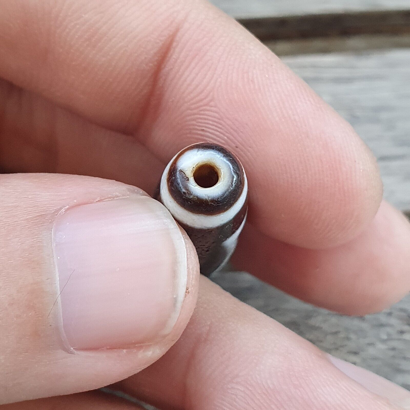 Tibetan Himalayan 1Square 1circle eye Agate stone Dzi Bead Amulet AT9