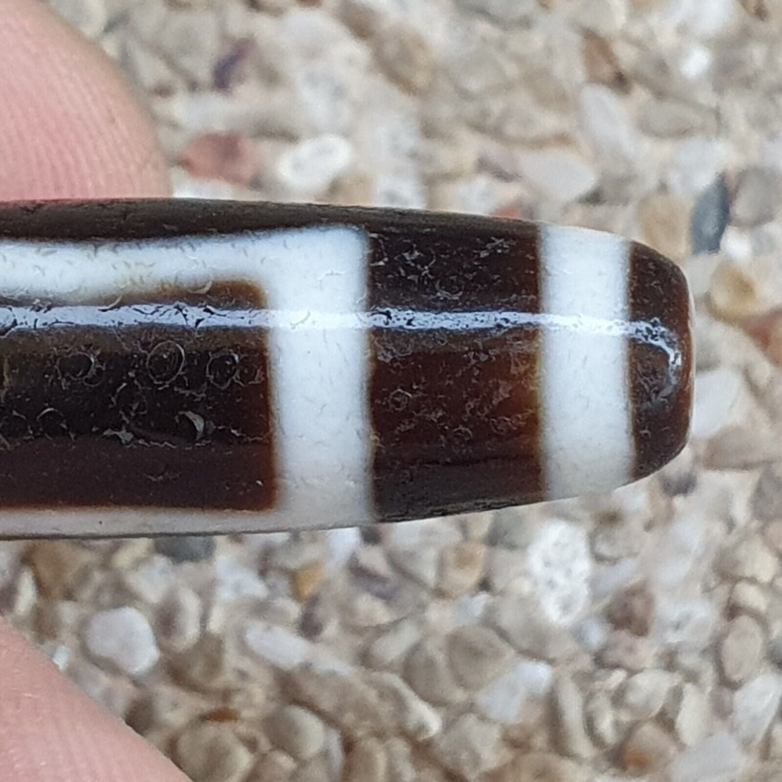 Tibetan Himalayan 1Square 1circle eye Agate stone Dzi Bead Amulet AT9