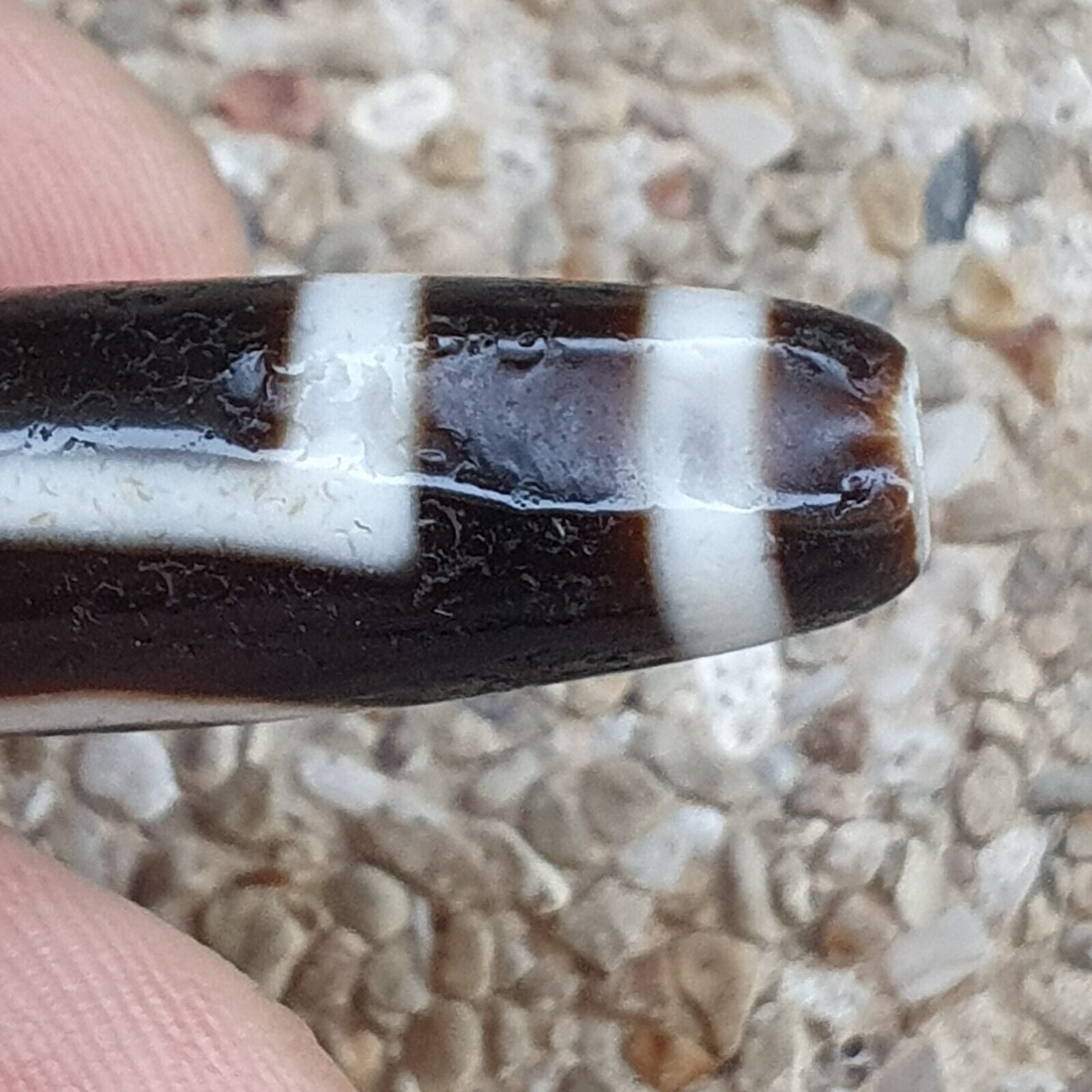 Tibetan Himalayan 1Square 1circle eye Agate stone Dzi Bead Amulet AT9