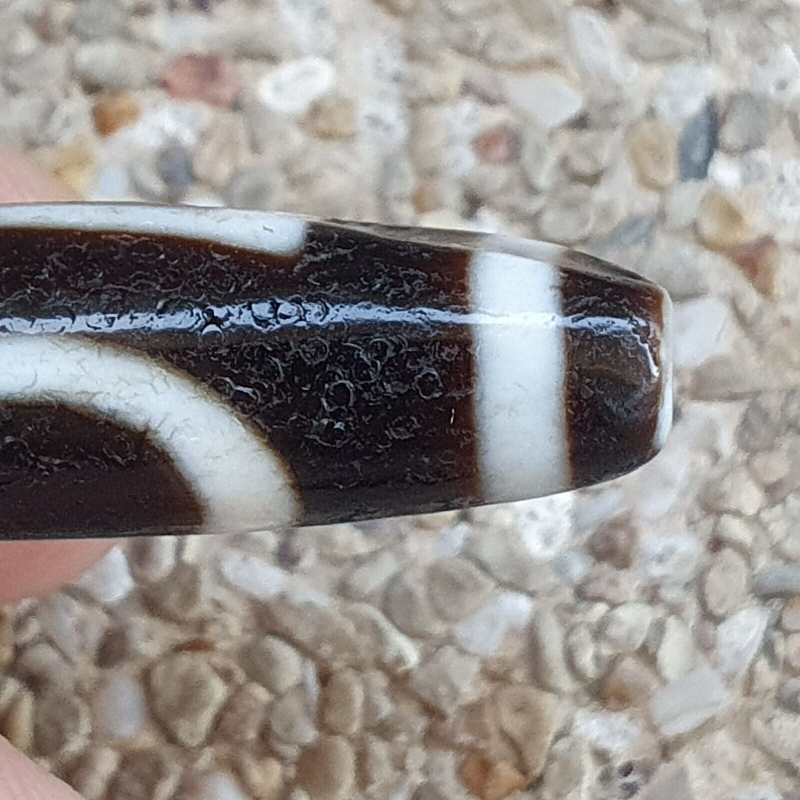 Tibetan Himalayan 1Square 1circle eye Agate stone Dzi Bead Amulet AT9