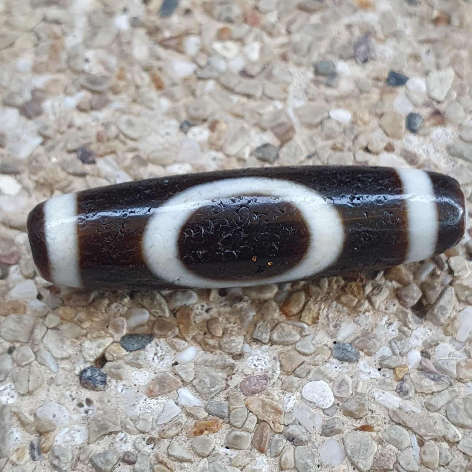 Tibetan Himalayan 1Square 1circle eye Agate stone Dzi Bead Amulet AT9