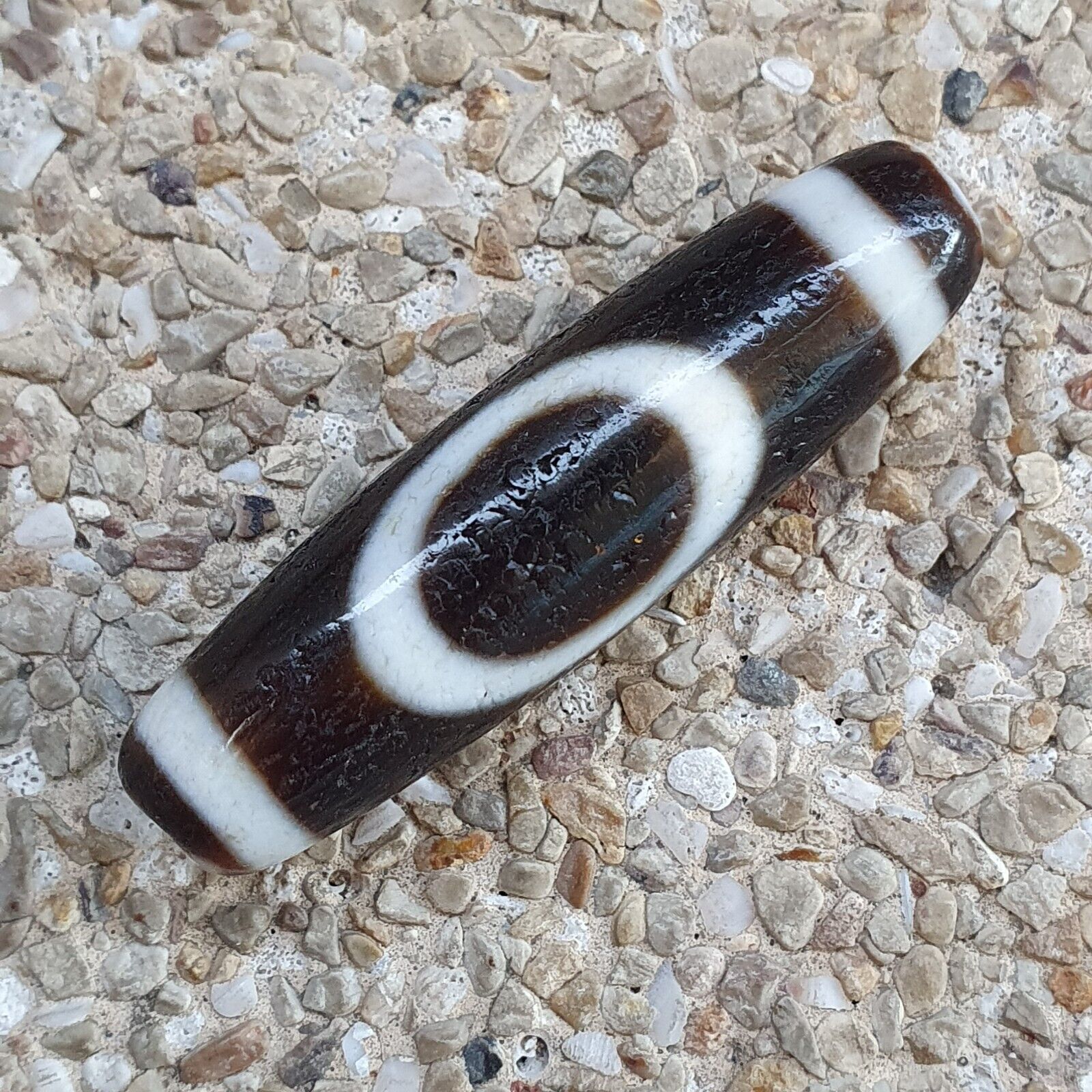 Tibetan Himalayan 1Square 1circle eye Agate stone Dzi Bead Amulet AT9