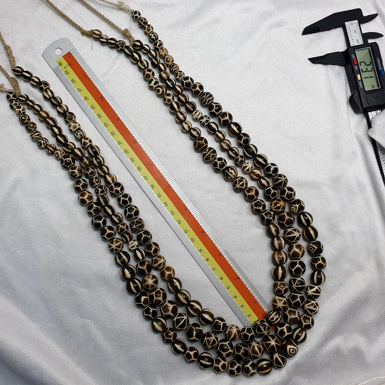 South Asian Burma Necklace Old Pumtek pyu beads Palm Wood Fossilized beads