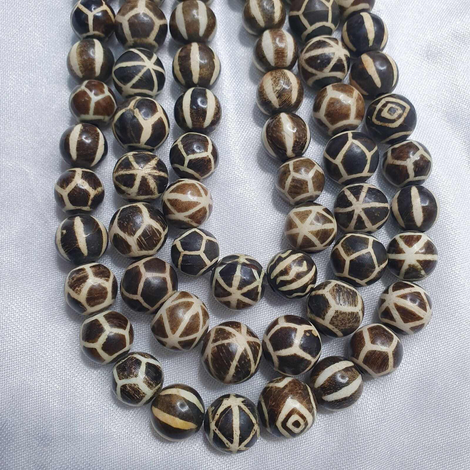 South Asian Burma Necklace Old Pumtek pyu beads Palm Wood Fossilized beads