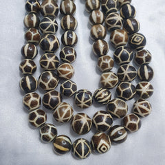 South Asian Burma Necklace Old Pumtek pyu beads Palm Wood Fossilized beads