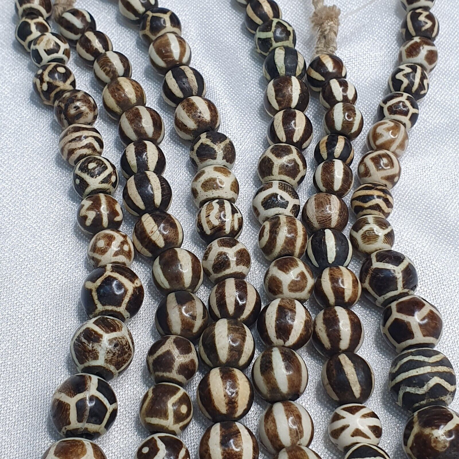 South Asian Burma Necklace Old Pumtek pyu beads Palm Wood Fossilized beads