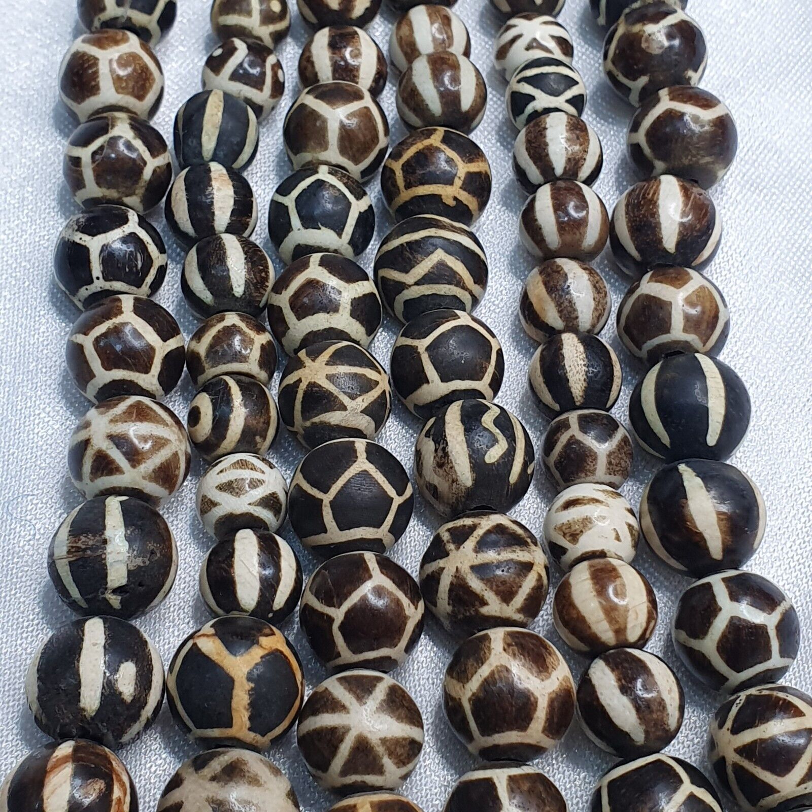 South Asian Burma Necklace Old Pumtek pyu beads Palm Wood Fossilized beads