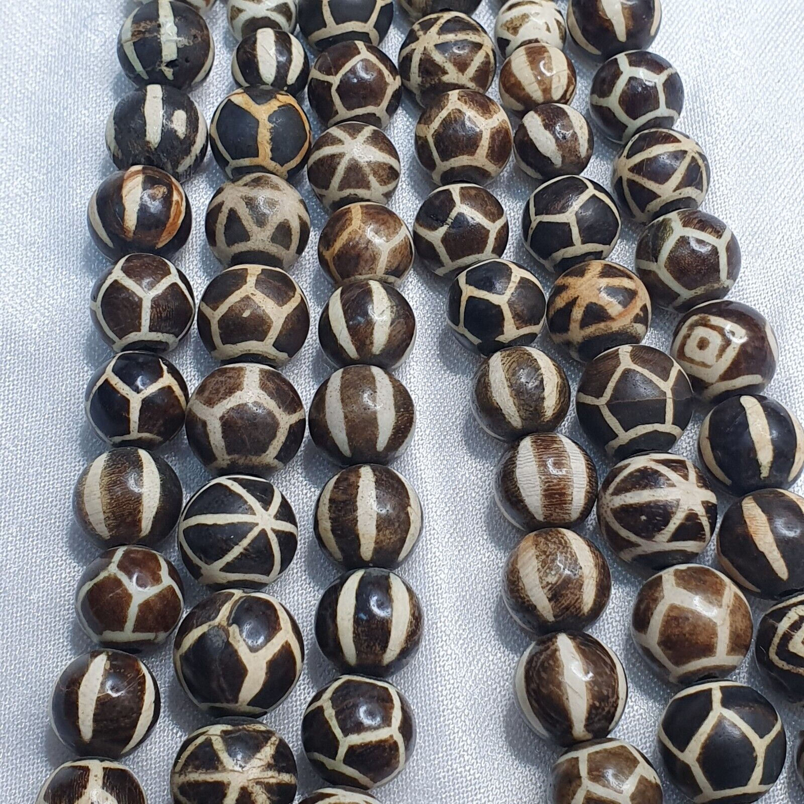 South Asian Burma Necklace Old Pumtek pyu beads Palm Wood Fossilized beads