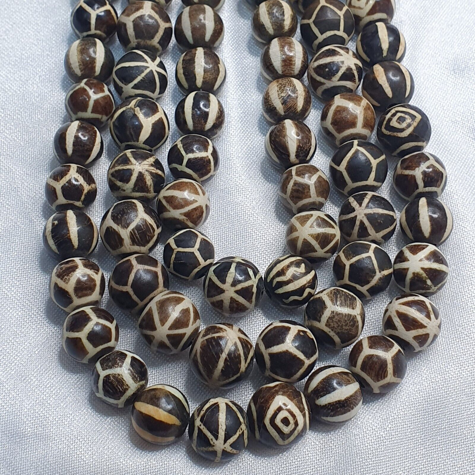 South Asian Burma Necklace Old Pumtek pyu beads Palm Wood Fossilized beads