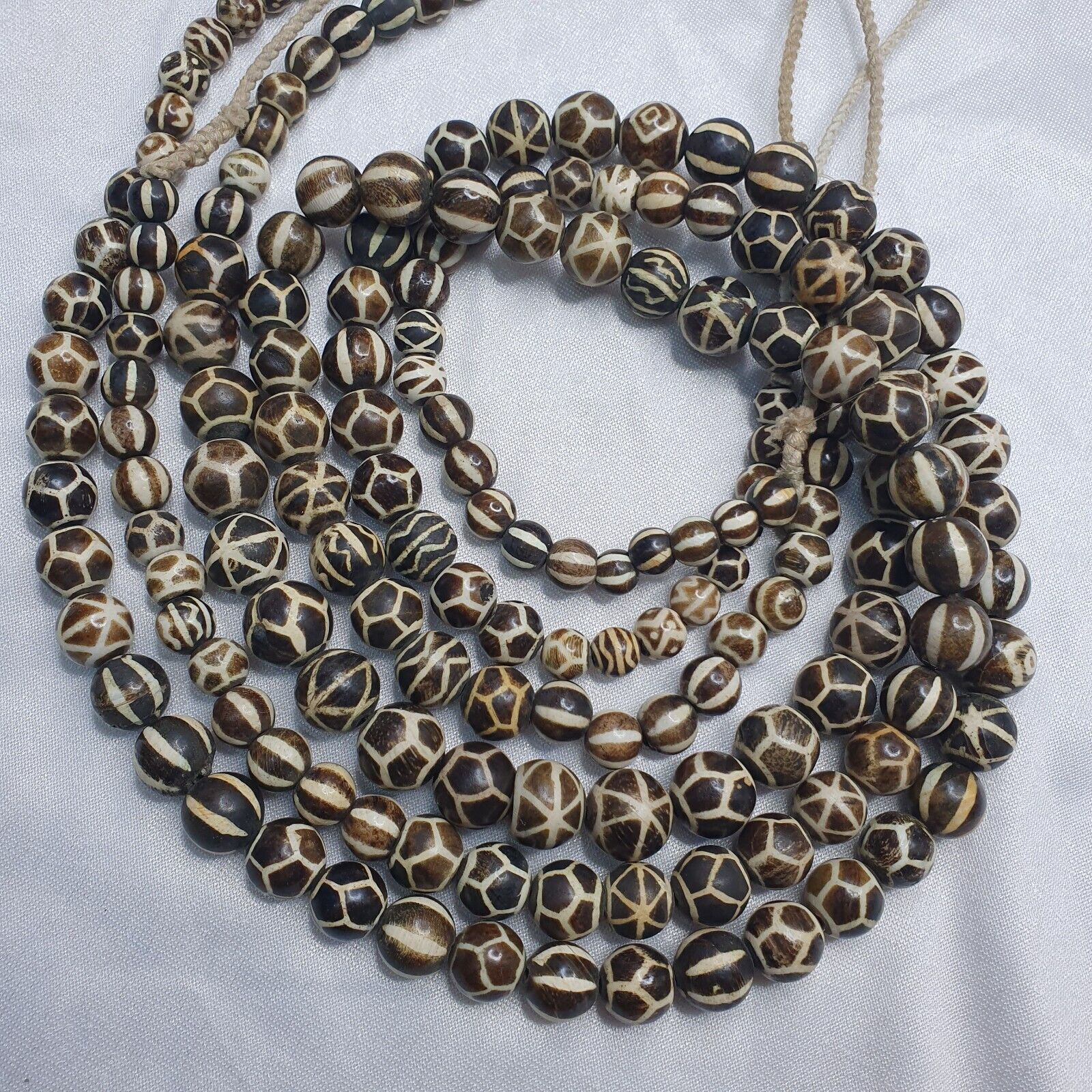 South Asian Burma Necklace Old Pumtek pyu beads Palm Wood Fossilized beads