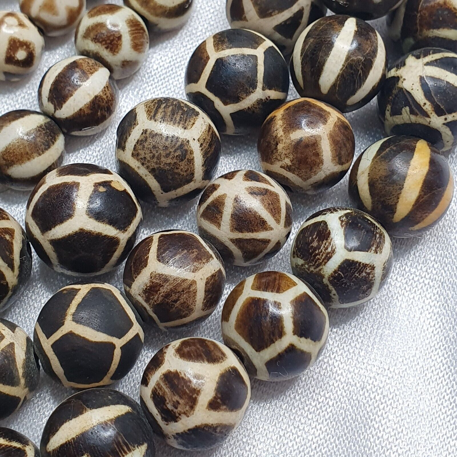 South Asian Burma Necklace Old Pumtek pyu beads Palm Wood Fossilized beads