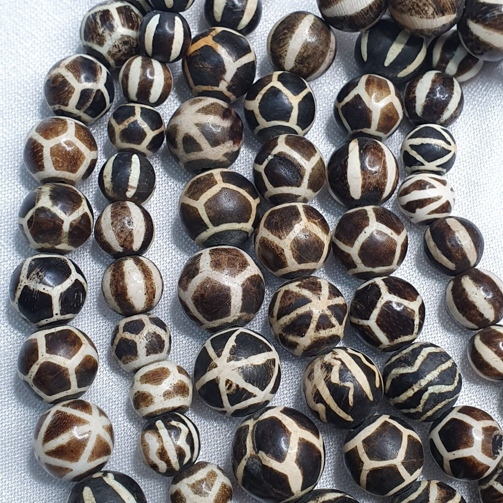 South Asian Burma Necklace Old Pumtek pyu beads Palm Wood Fossilized beads