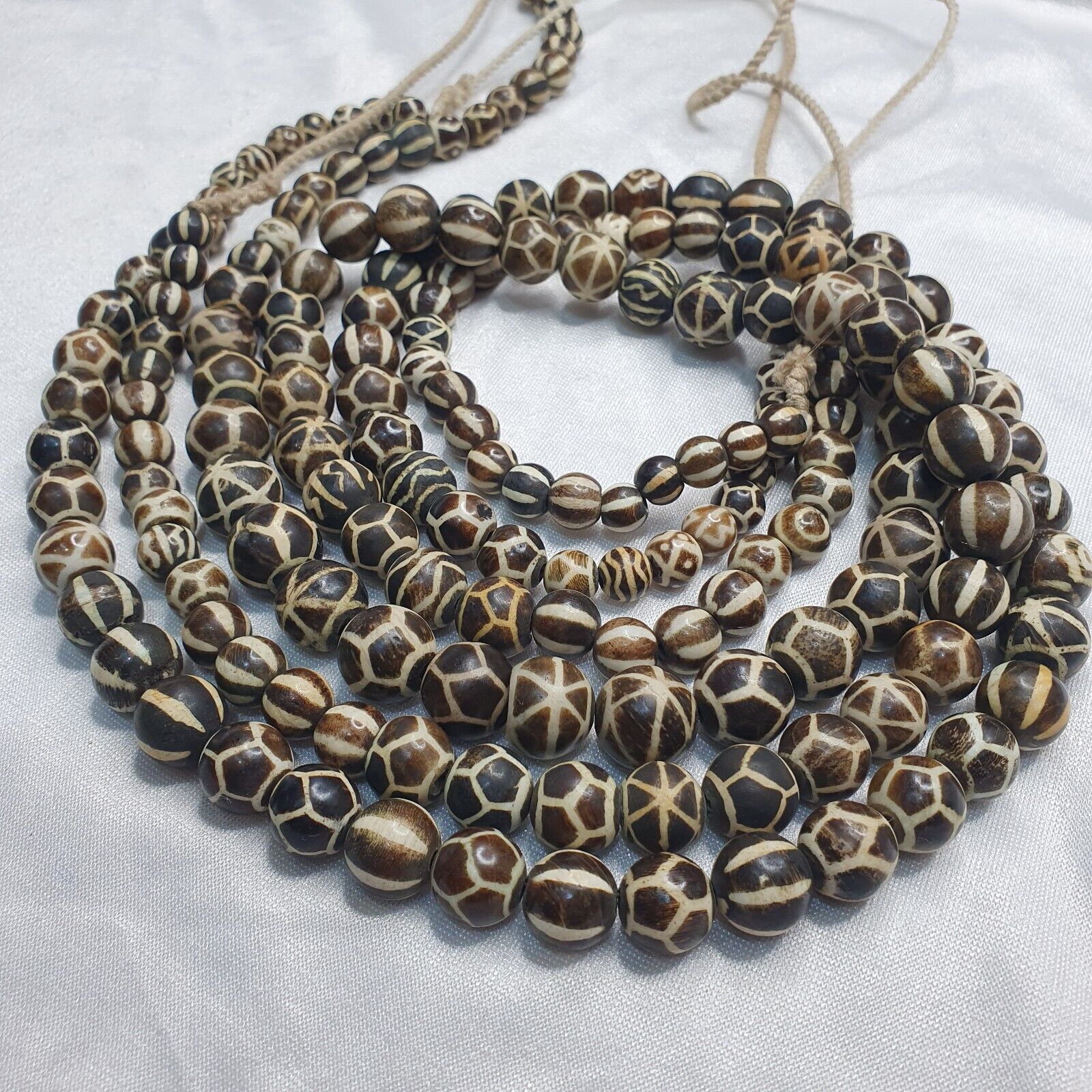 South Asian Burma Necklace Old Pumtek pyu beads Palm Wood Fossilized beads