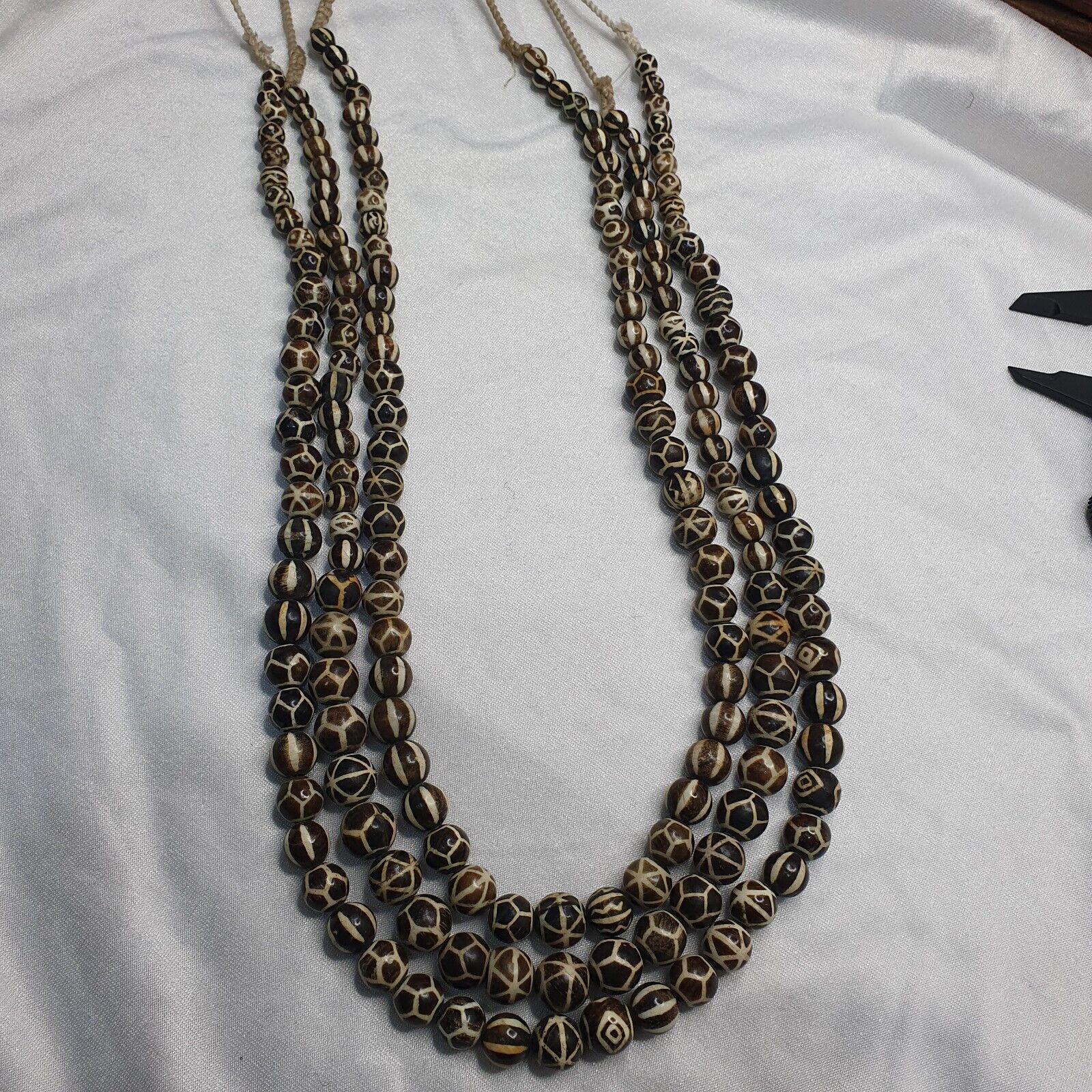 South Asian Burma Necklace Old Pumtek pyu beads Palm Wood Fossilized beads