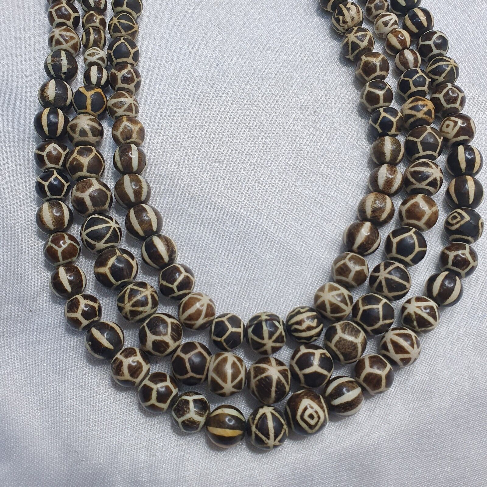South Asian Burma Necklace Old Pumtek pyu beads Palm Wood Fossilized beads