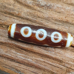 Vintage Tibetan Himalayan 5 Eyes Unique pattern Agate stone Dzi Bead Amulet