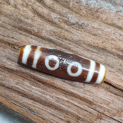 Vintage Tibetan Himalayan 5 Eyes Unique pattern Agate stone Dzi Bead Amulet