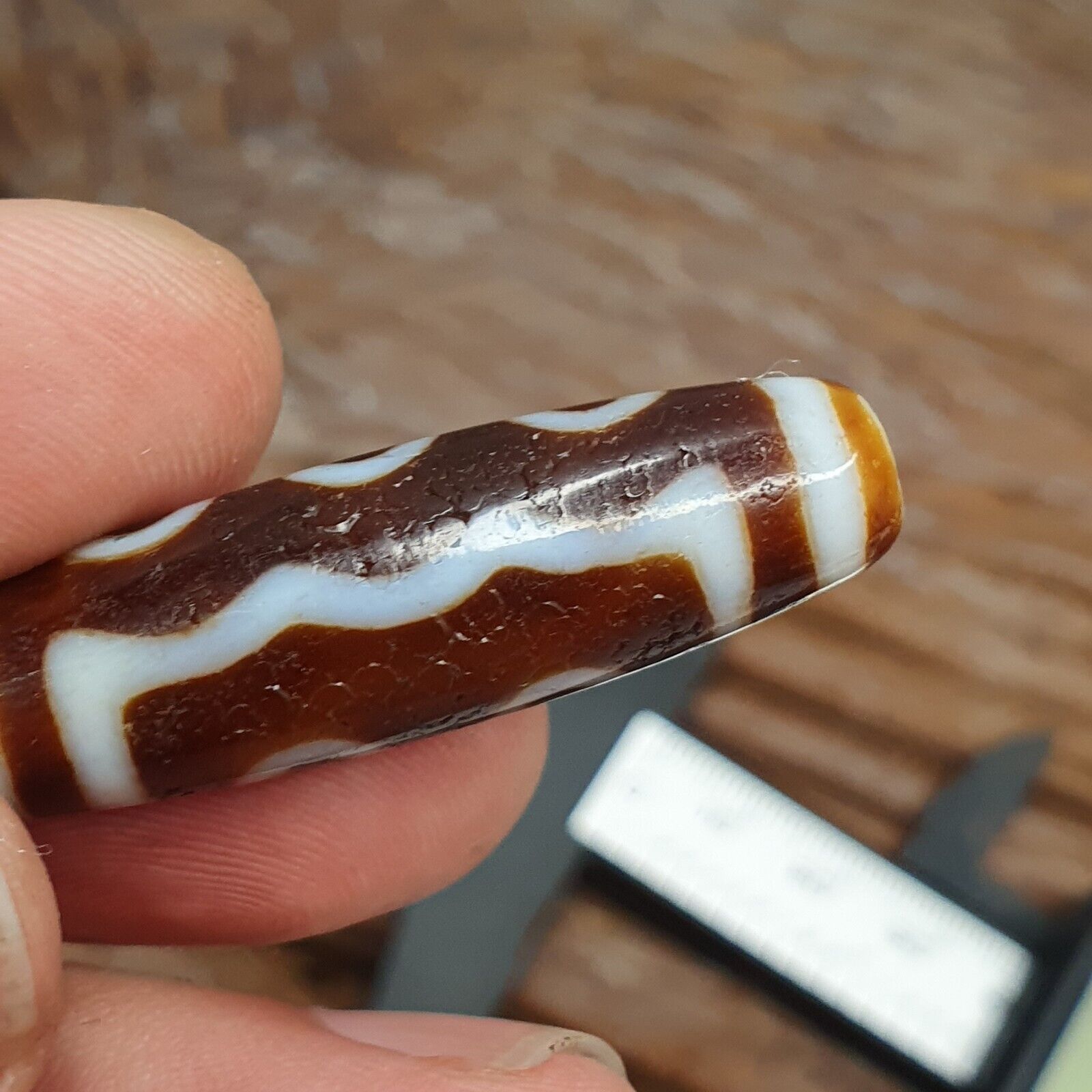 Vintage Tibetan Himalayan 5 Eyes Unique pattern Agate stone Dzi Bead Amulet