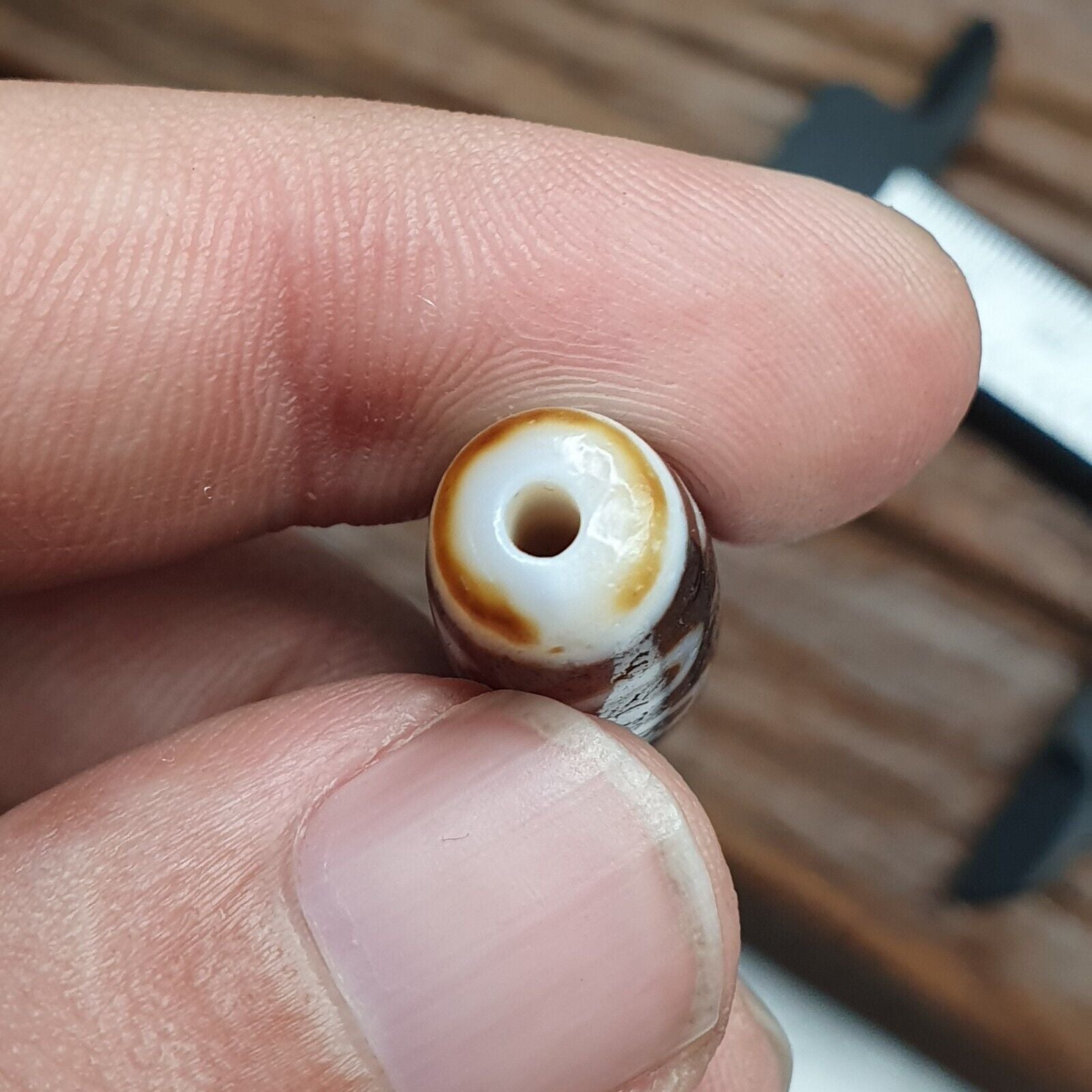 Vintage Tibetan Himalayan 5 Eyes Unique pattern Agate stone Dzi Bead Amulet