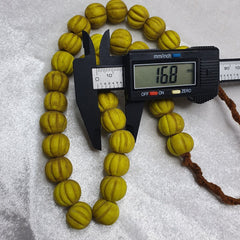 BEAUTIFUL OLD AFRICAN Melon Yellow GLASS Vintage BEADS Strand 16MM