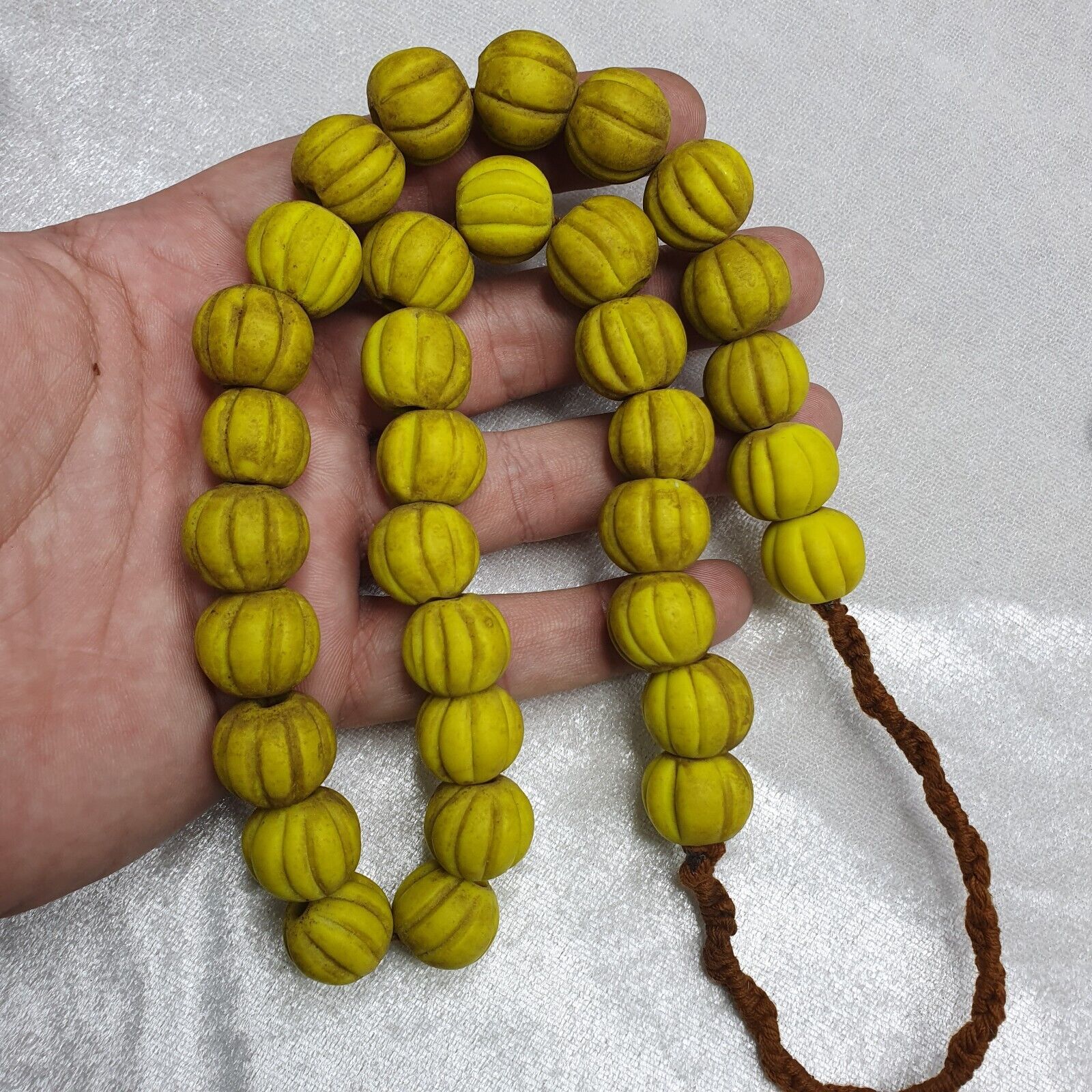 BEAUTIFUL OLD AFRICAN Melon Yellow GLASS Vintage BEADS Strand 16MM
