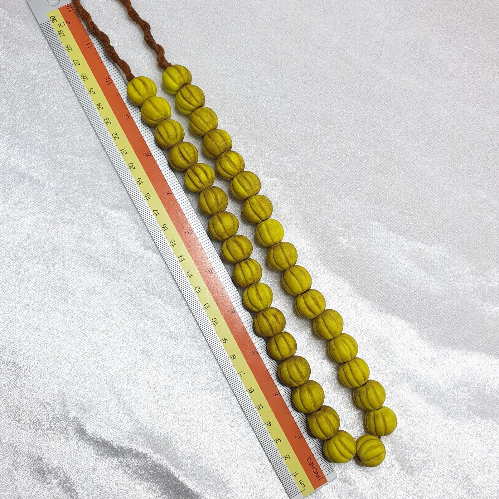 BEAUTIFUL OLD AFRICAN Melon Yellow GLASS Vintage BEADS Strand 16MM