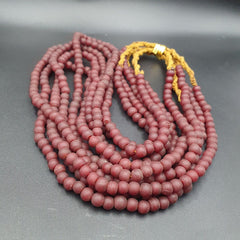 Antique OLD AFRICAN Red GLASS ANTIQUE BEADS Strand 6 MM