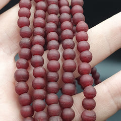 Antique OLD AFRICAN Red GLASS ANTIQUE BEADS Strand 6 MM