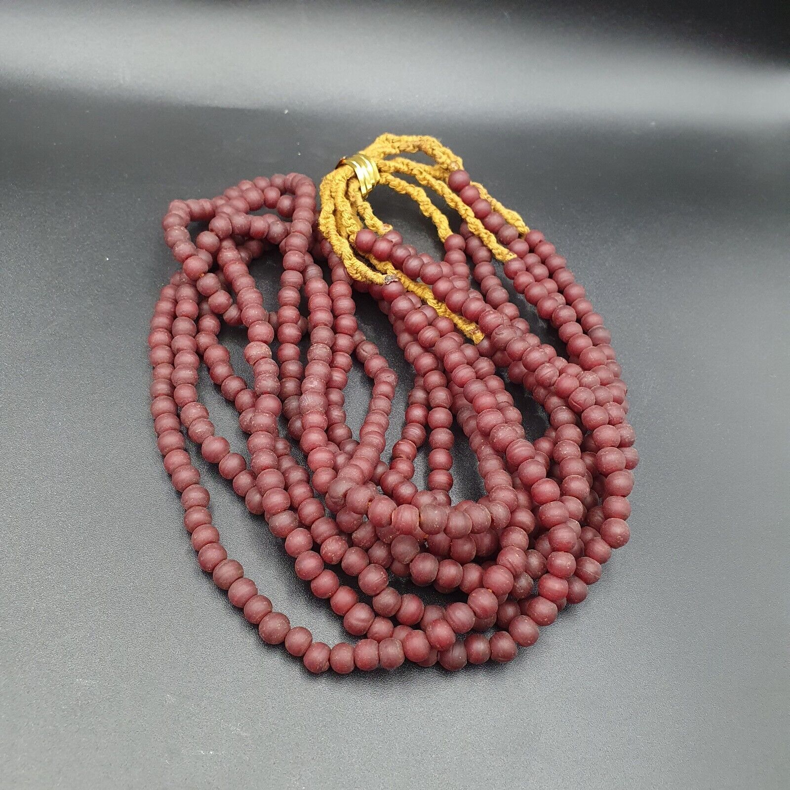 Antique OLD AFRICAN Red GLASS ANTIQUE BEADS Strand 6 MM