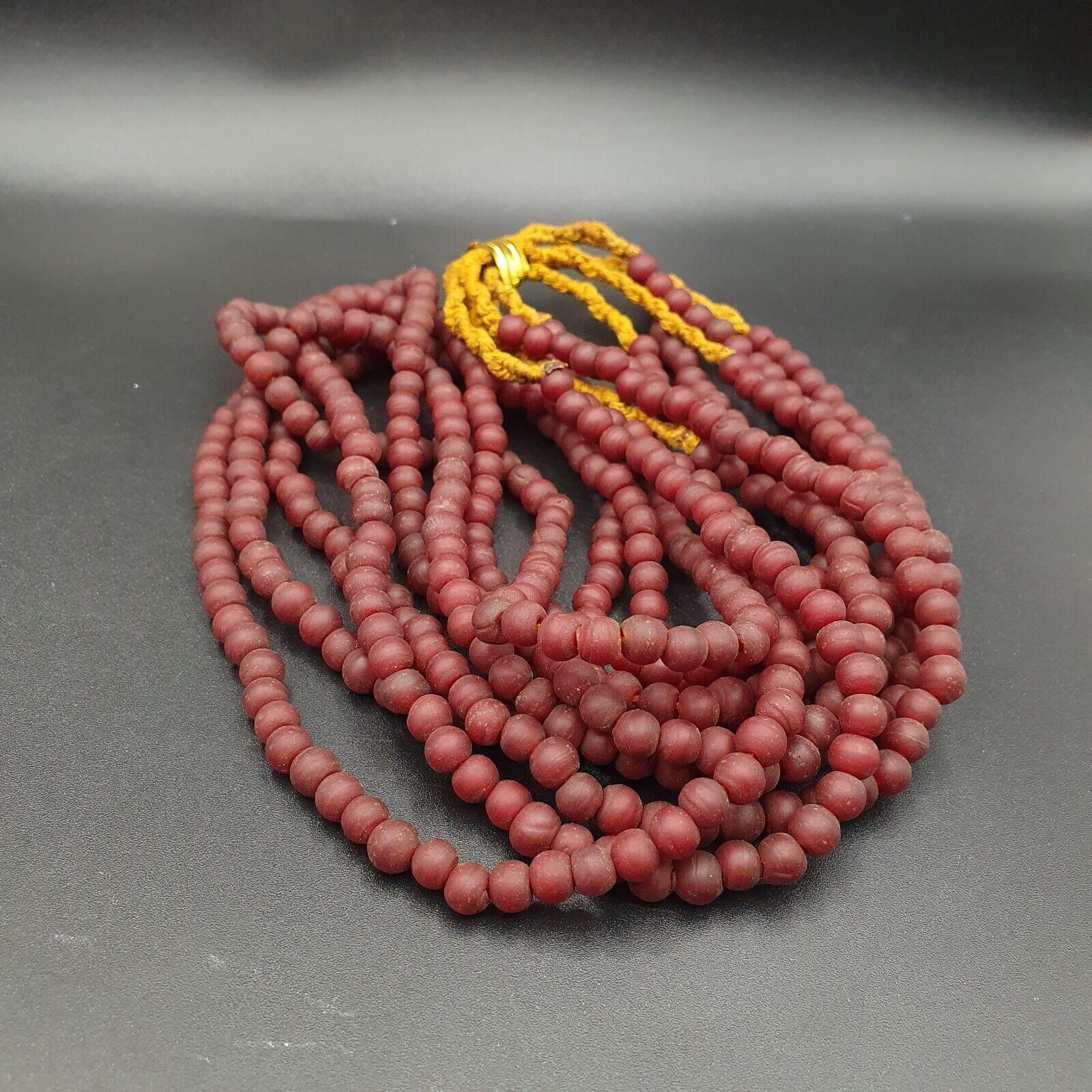 Antique OLD AFRICAN Red GLASS ANTIQUE BEADS Strand 6 MM