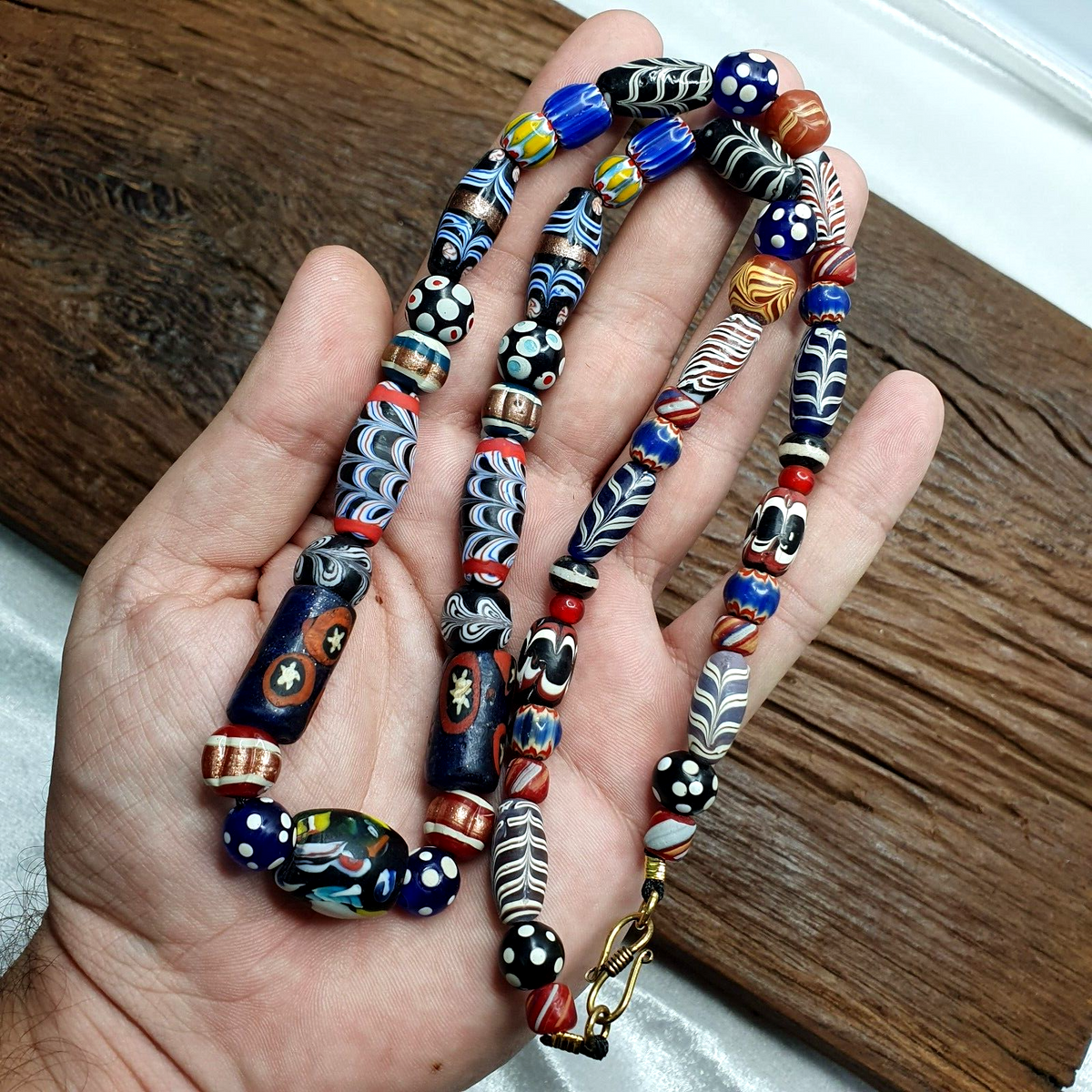 Vintage Fancy Floral Glass Venetian Style Mix Beads | African Necklace GLS1