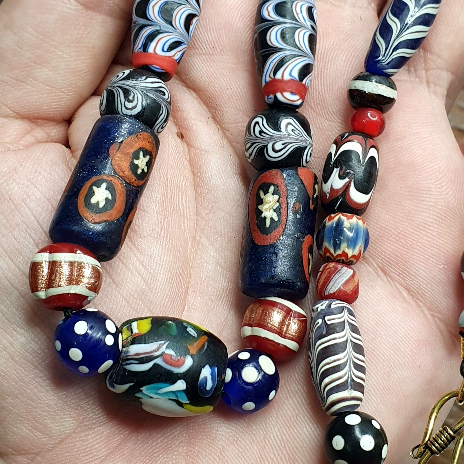 Vintage Fancy Floral Glass Venetian Style Mix Beads | African Necklace GLS1