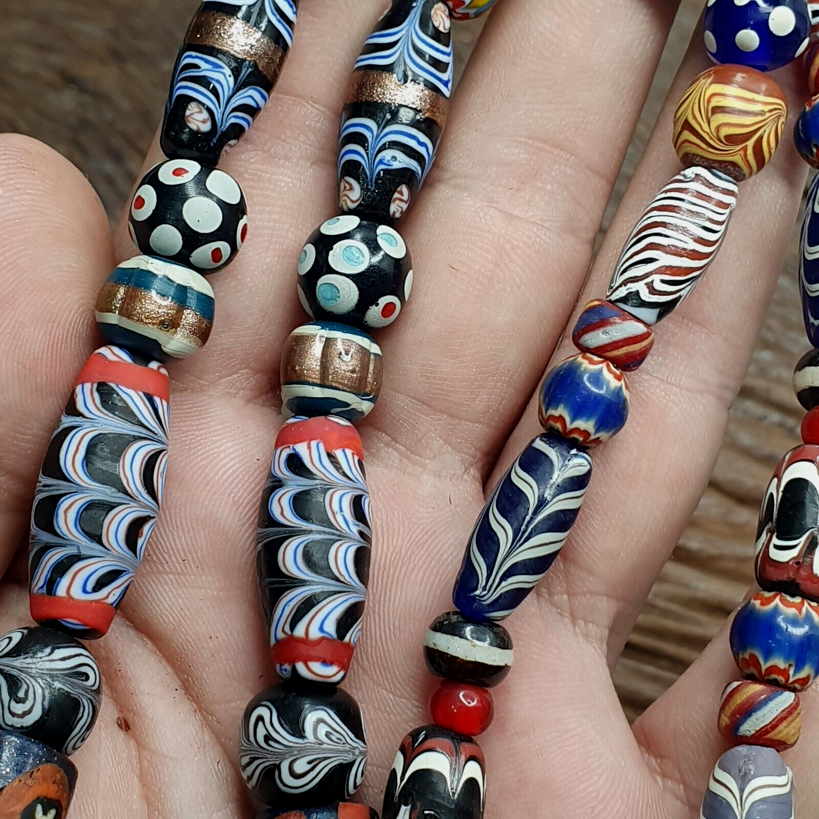 Vintage Fancy Floral Glass Venetian Style Mix Beads | African Necklace GLS1