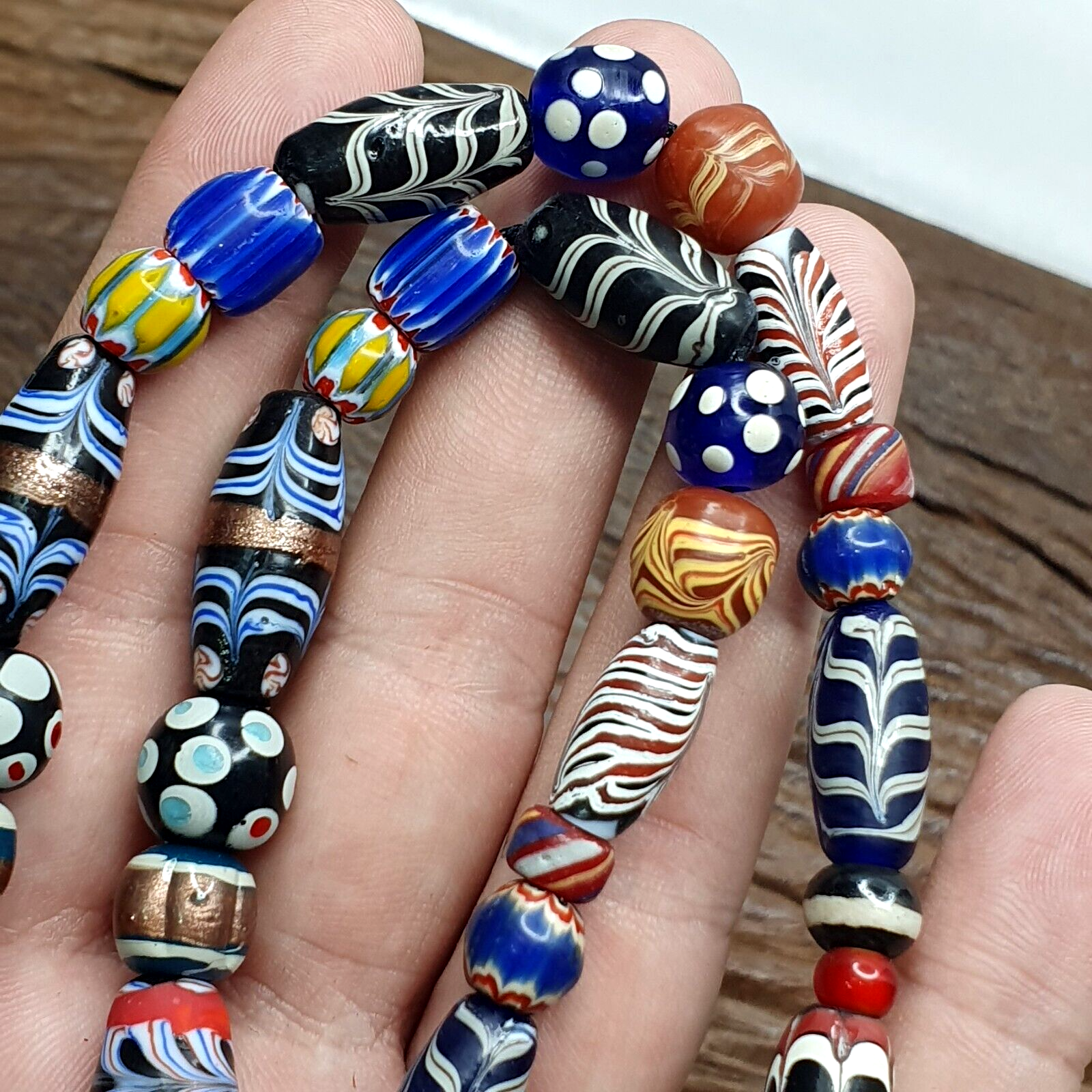 Vintage Fancy Floral Glass Venetian Style Mix Beads | African Necklace GLS1