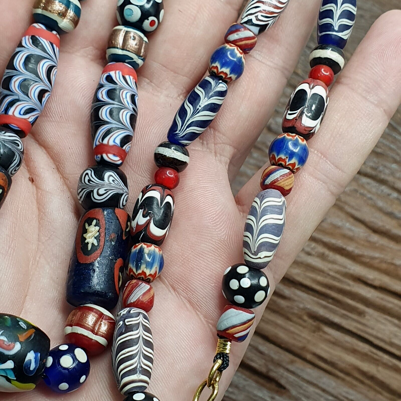 Vintage Fancy Floral Glass Venetian Style Mix Beads | African Necklace GLS1