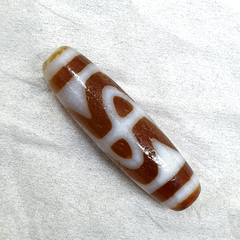 Tibetan Himalayan ZIG ZAG Tiger Tooth pattern Dzi Agate Bead Amulet