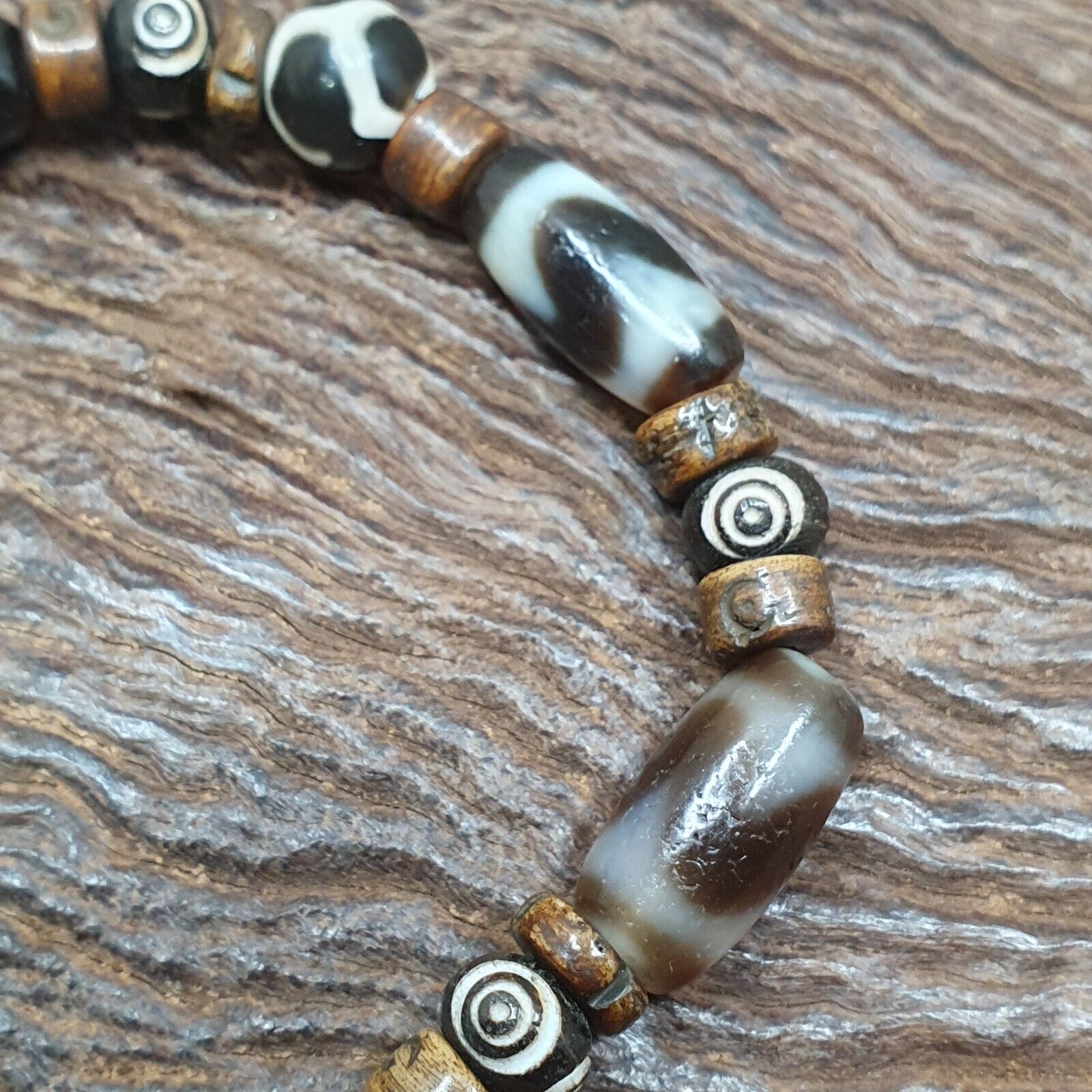 Protective Eyes Lucky Tibetan Mix Patterns Agate Dzi Beads Bracelet TBB-2