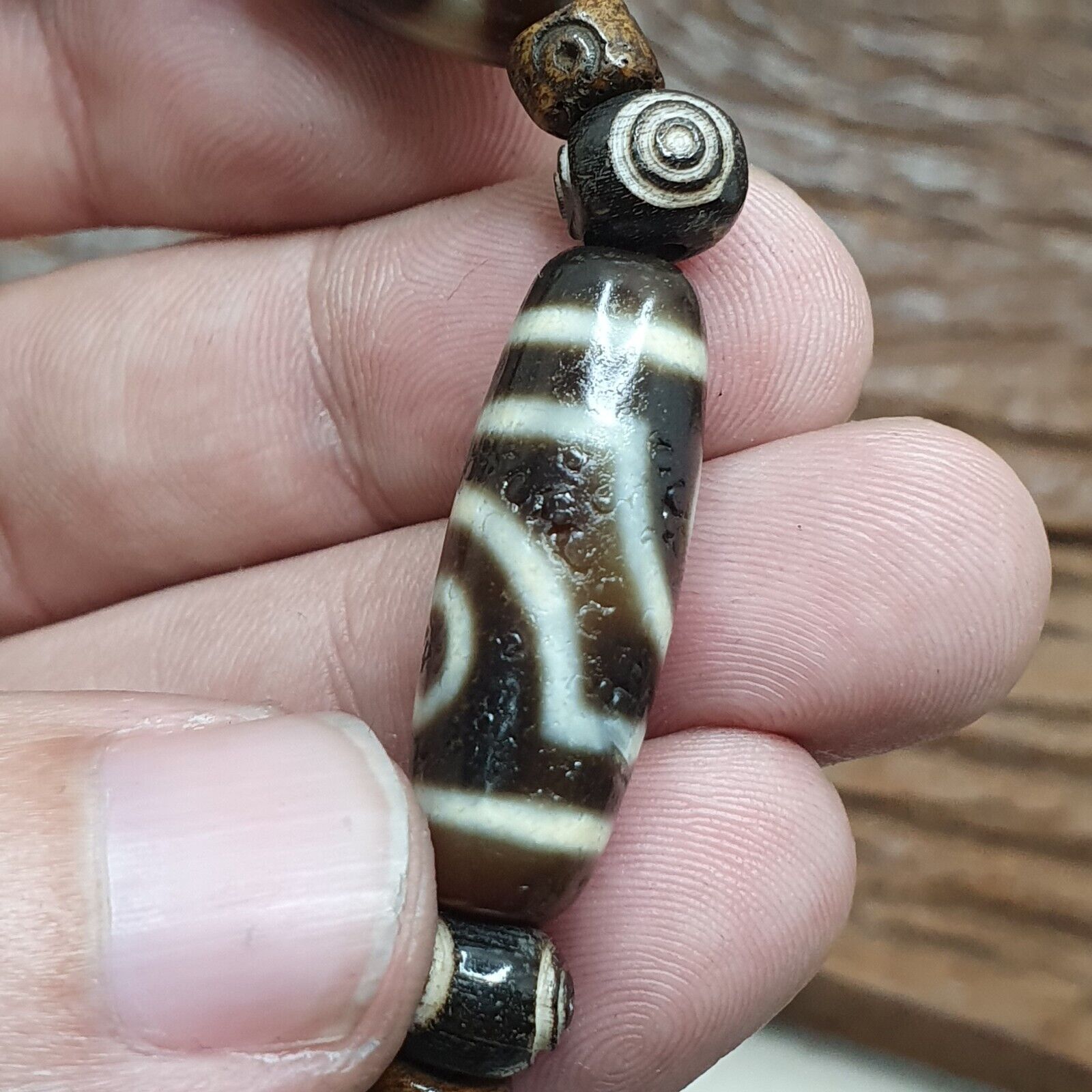 Protective Eyes Lucky Tibetan Mix Patterns Agate Dzi Beads Bracelet TBB-2
