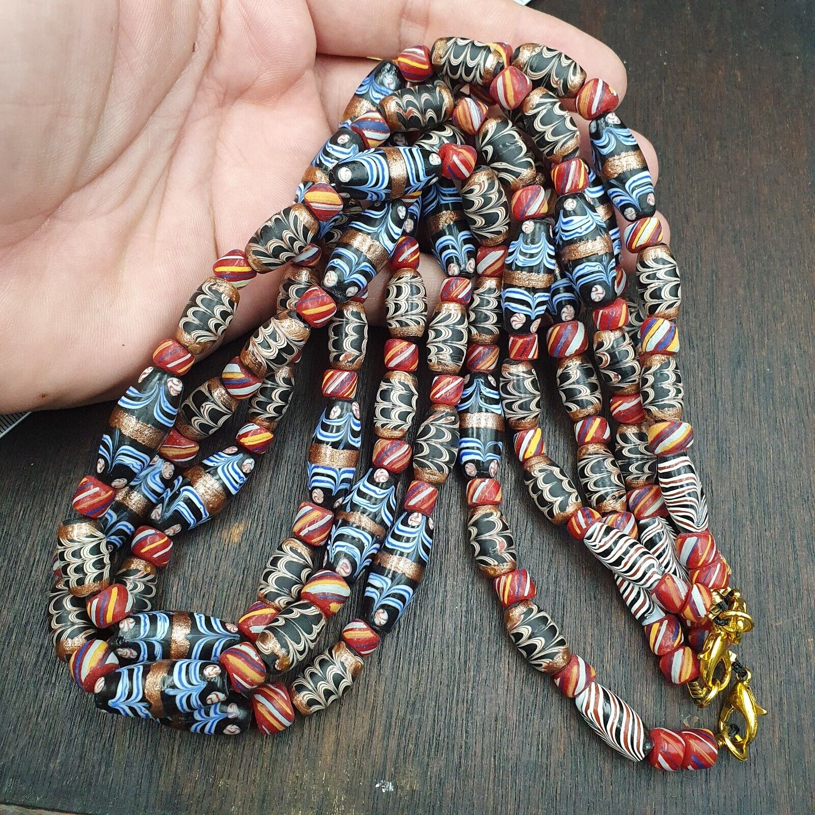 Vintage Venetian style Fancy Aventurine Glass beads Necklace