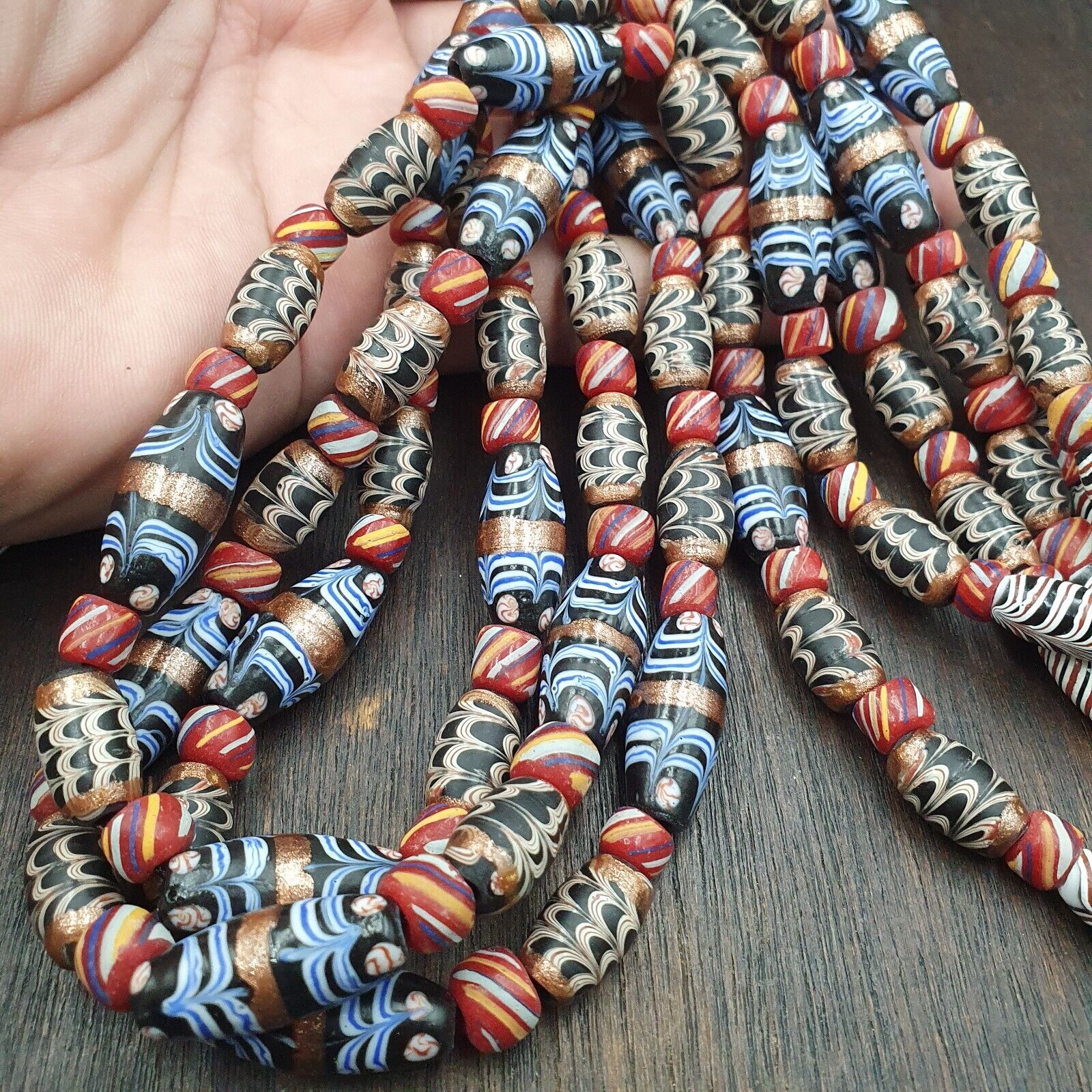 Vintage Venetian style Fancy Aventurine Glass beads Necklace