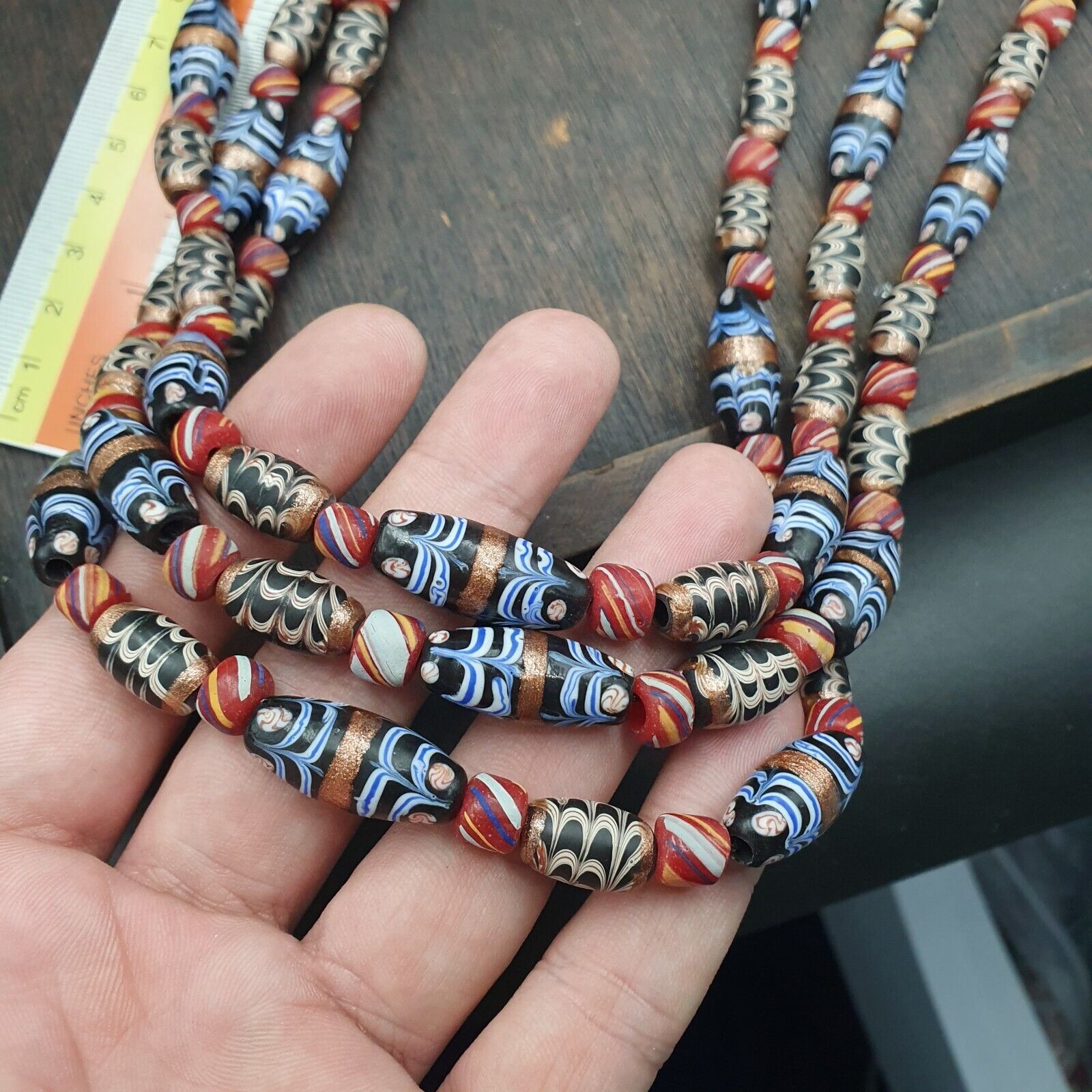 Vintage Venetian style Fancy Aventurine Glass beads Necklace