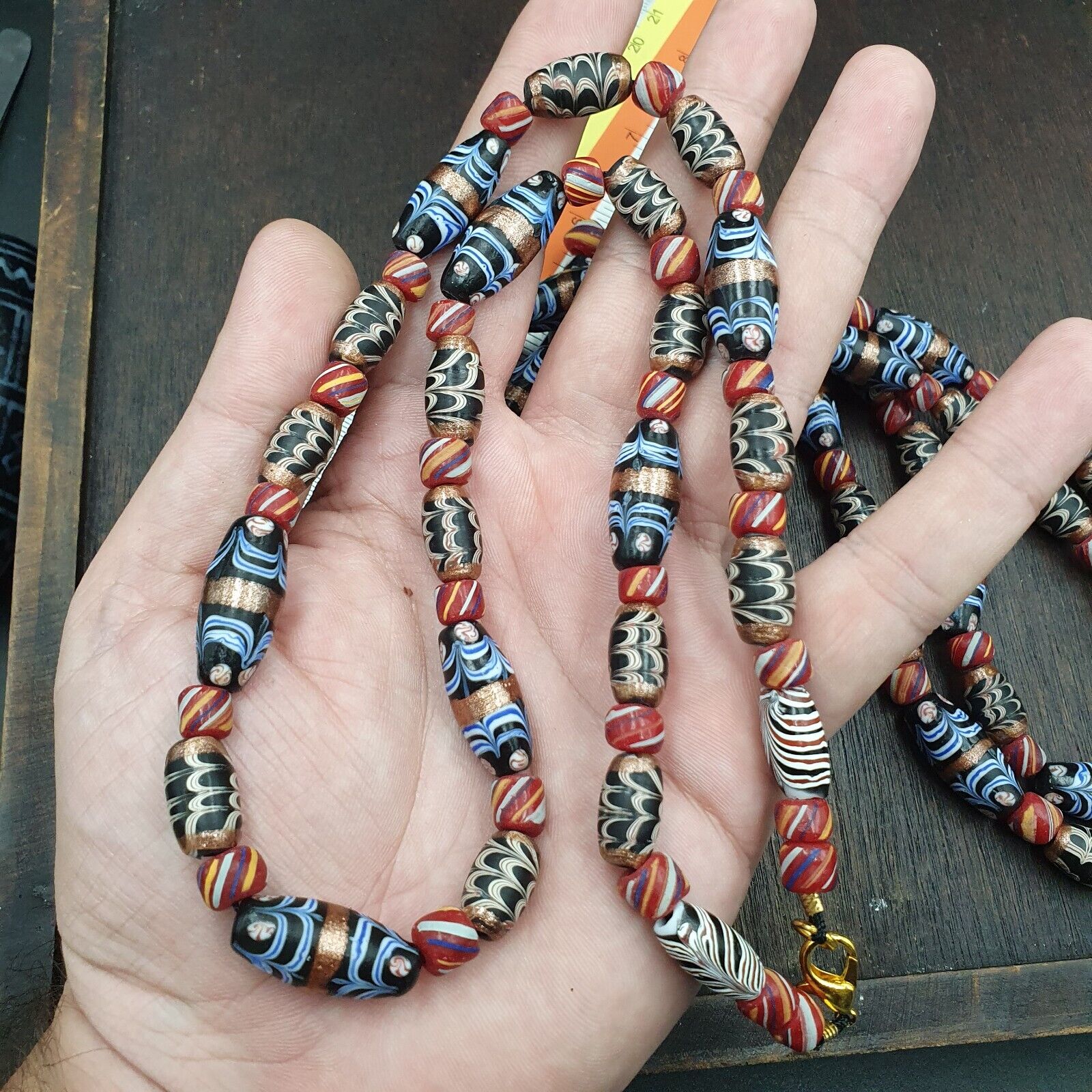 Vintage Venetian style Fancy Aventurine Glass beads Necklace
