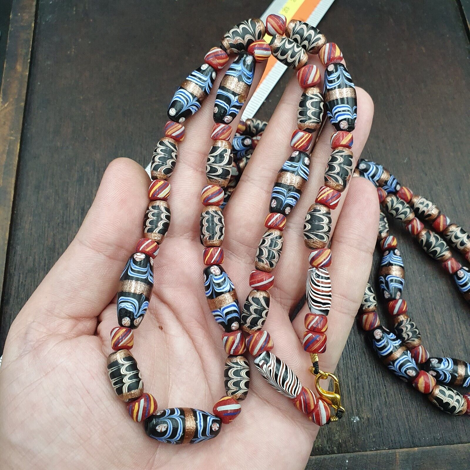 Vintage Venetian style Fancy Aventurine Glass beads Necklace
