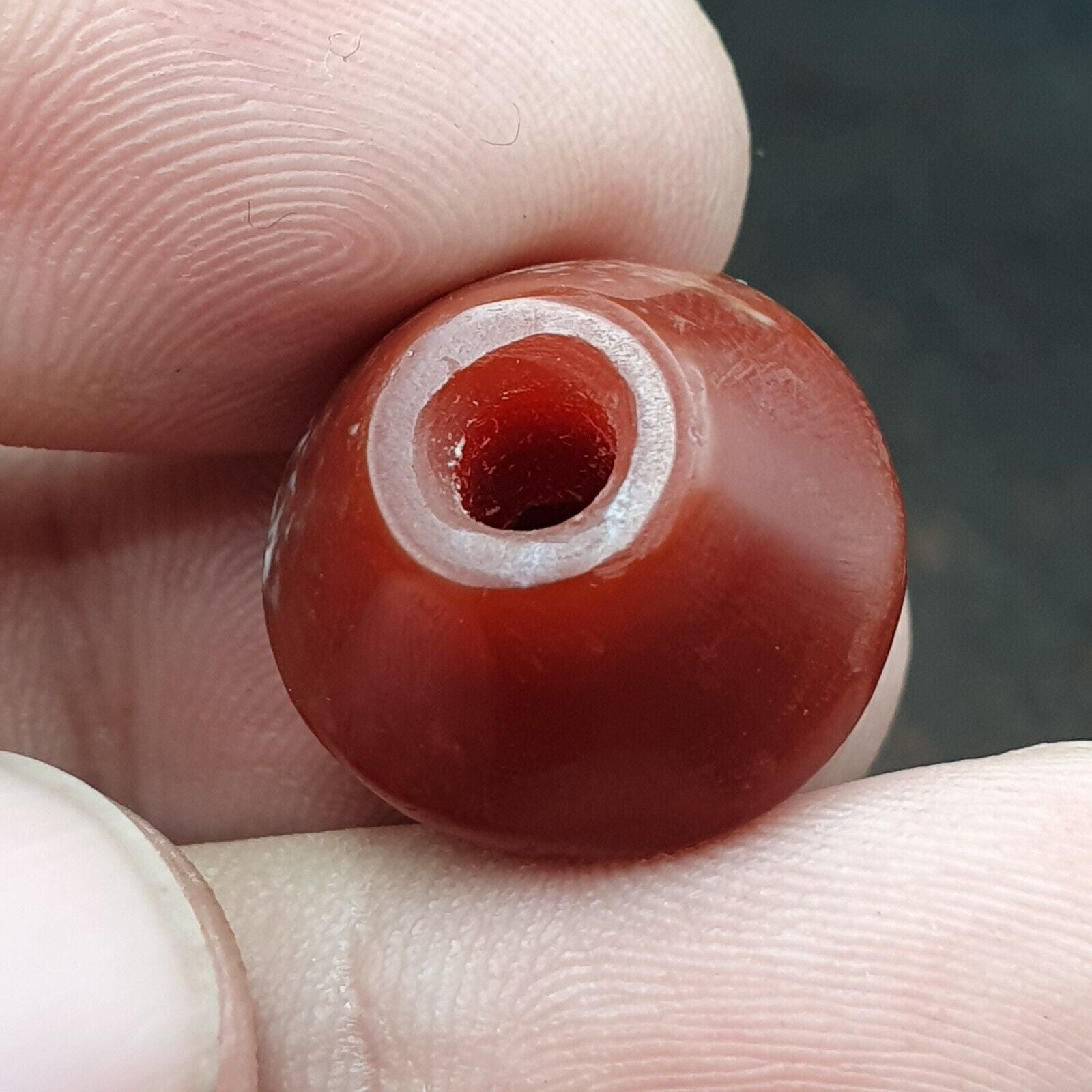 Antique RARE INDO-TIBETAN CARNELIAN / AGATE BEAD (18.3mm x 15.1mm)